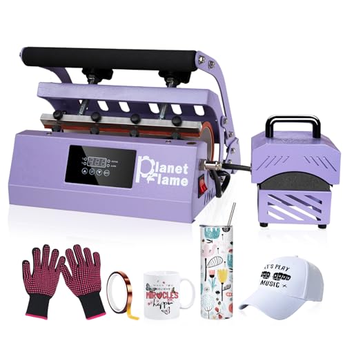 PlanetFlame Tumbler Heat Press and Hat Press Heat Machine for Caps, Blue
