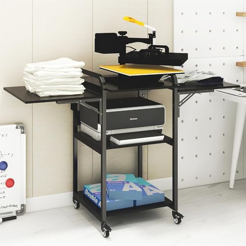 PUNCIA 3-Tier Movable Heat Press Table Foldable Stand with Workbench
