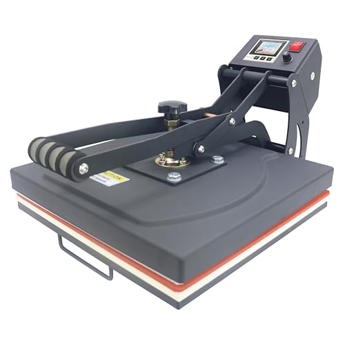 RoyalPress 15" x 15" Color LED Industrial-Quality Digital Sublimation Heat Transfer Machine T-Shirt Heat Press Machine, 15" x 15", Black