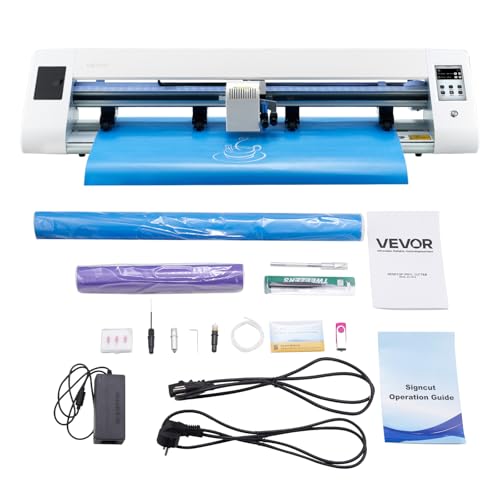 VEVOR Cutting Machine, Automatic Edge Detection Vinyl Cutter Machine with Two Types of Blades, Design Software and Materials, Compatible with Multiple File Formats, for Creating Customized DIY Crafts