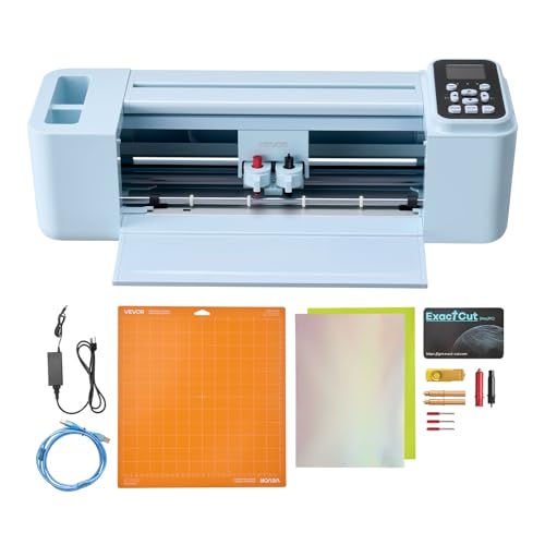 VEVOR Vinyl Cutting Machine, 12 in, Button and Screen Controlled Vinyl Cutter, 20000+ Built-in Design Resources, Compatible with Mac, Windows, Android and iOS, for Creating Customized Crafts Cards