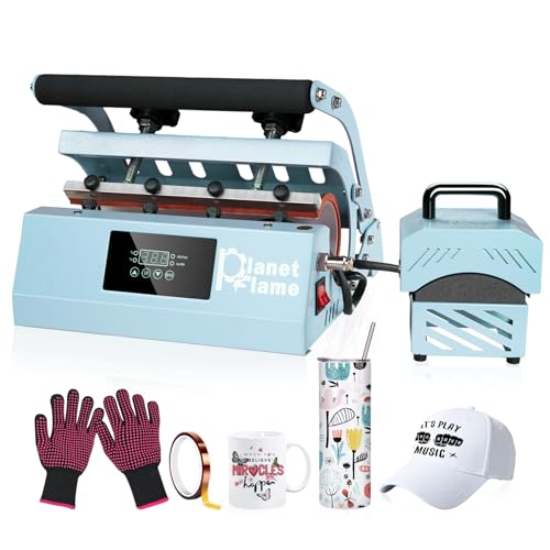 PlanetFlame Tumbler Heat Press and Hat Press Heat Machine for Caps, Blue