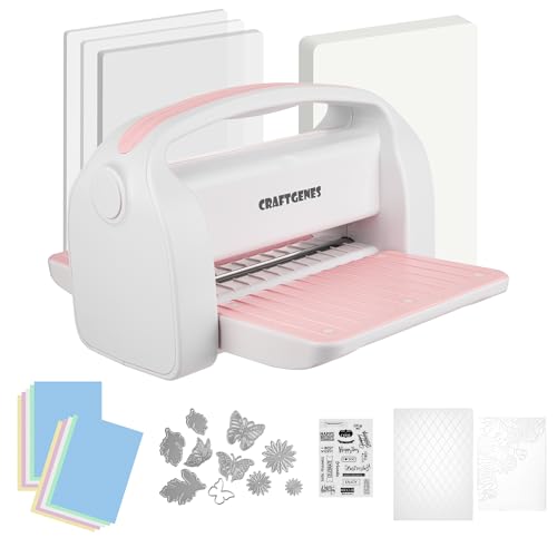 CraftGenes 9-Inch Die Cutting and Embossing Machine for Card Making, Pink