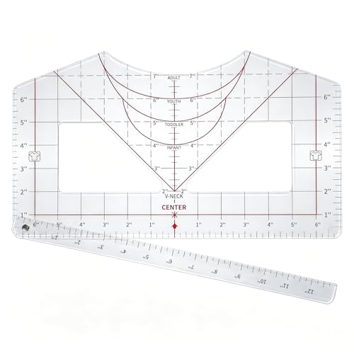 T Shirt Ruler Guide for Heat Press & Vinyl, Transparent PVC Shirt Measurement Tool to Center Designs on HTV & Sublimation Blanks, Craft Sewing Supplies and Accessories
