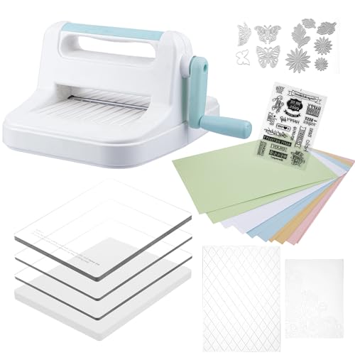 6inch Manual Die Cutting Machine Kit, A5 Embossing Machine with Beginner Accessories for Scrapbooking Starter,Cardmaking,Paper Craft (Blue)