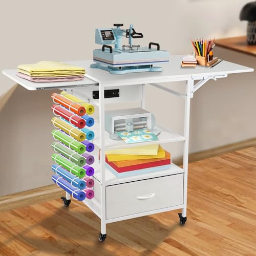 3 Tier Movable Heat Press Table, Foldable Heat Transfer Machine Stand