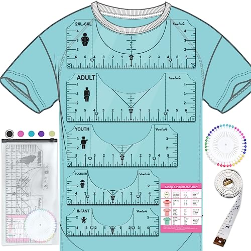 Vowlove T-Shirt Ruler for Precise Vinyl Alignment, Heat Press Guide Tool