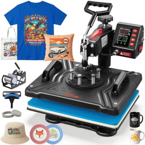 VEVOR Heat Press Machine 12"x15" 5 in 1 360° Swing Away Shirt Press Machine