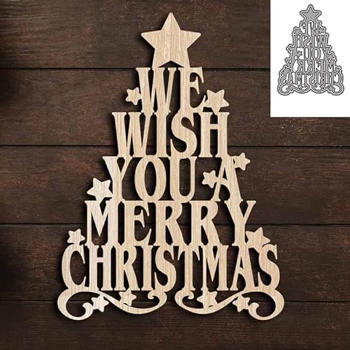 1 Pcs We Wish You Merry Christmas Tree Metal Die Cuts, Merry Christmas Tree Metal Cutting Dies, DIY Scrapbooking Artist Stencil